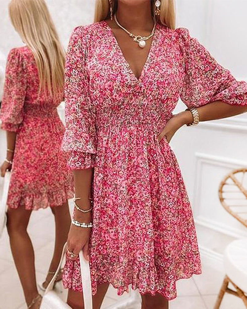 V-neck Floral Dress