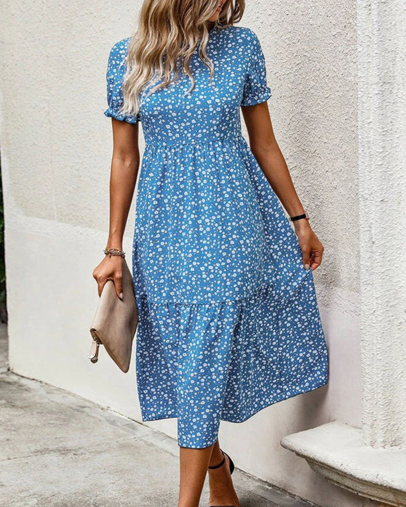 Casual Blue Floral Dress