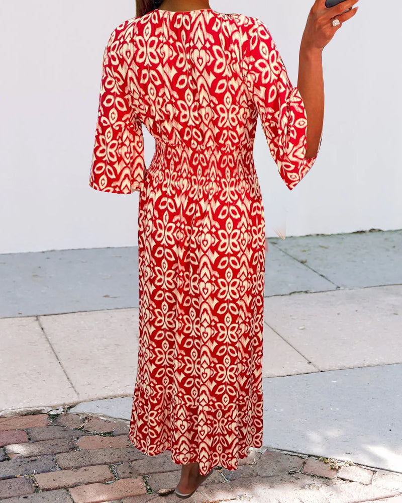 Red Printed Maxi Dress