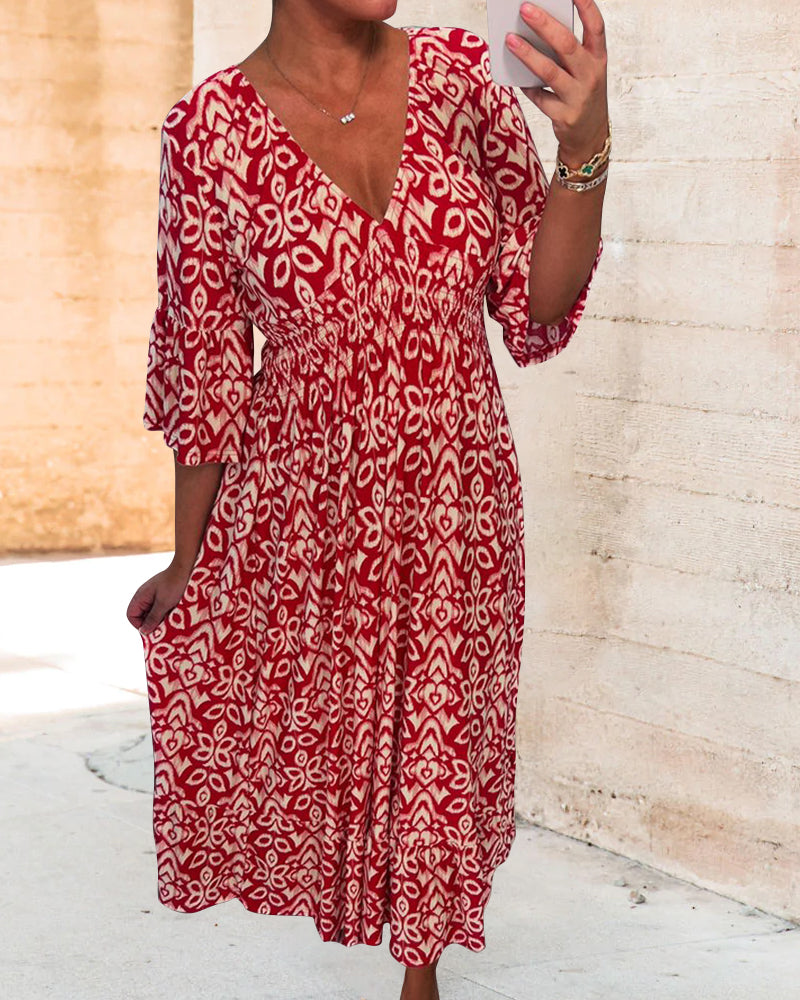 Red Printed Maxi Dress