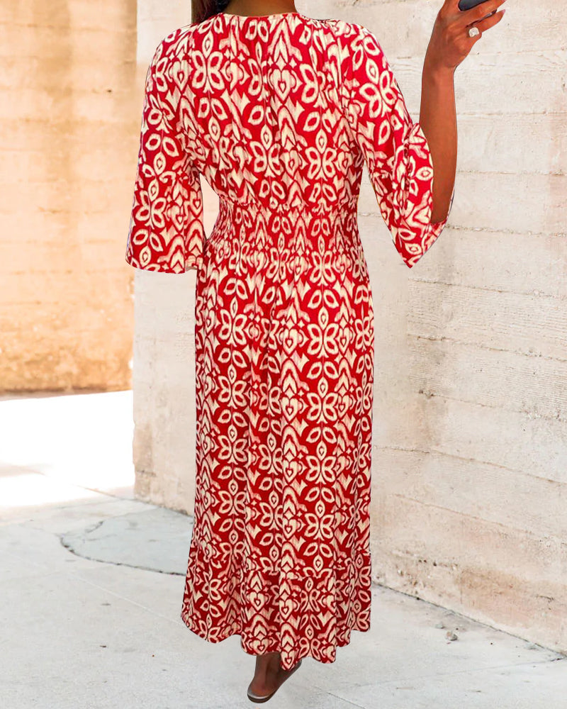 Red Printed Maxi Dress