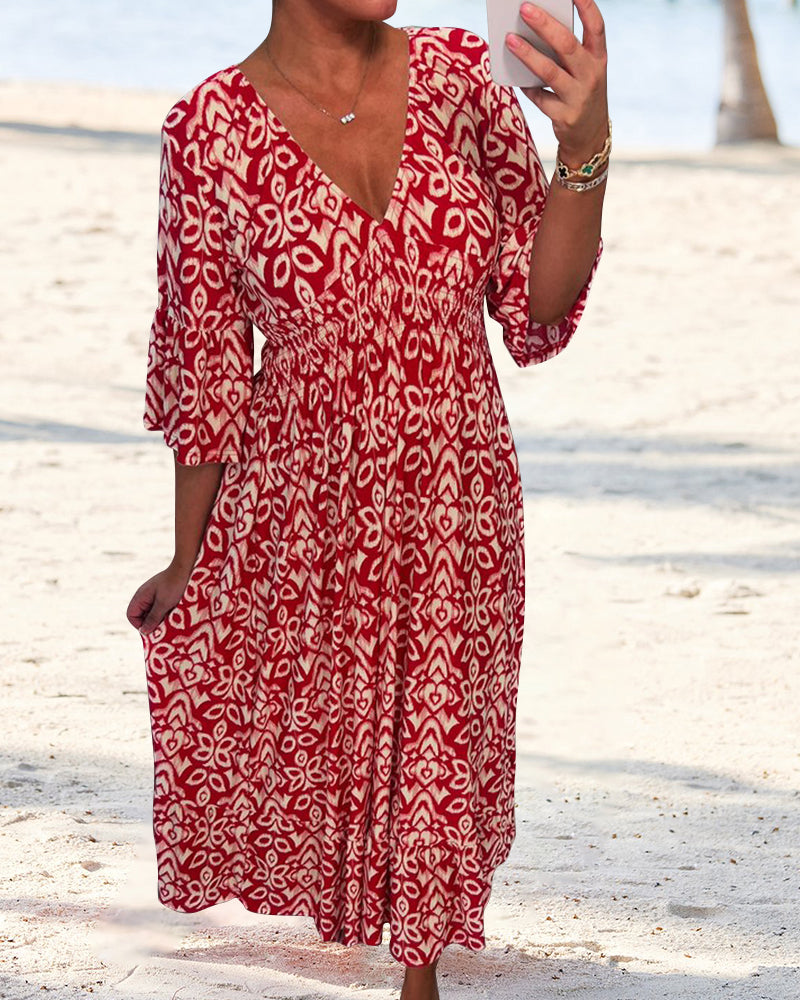 Red Printed Maxi Dress