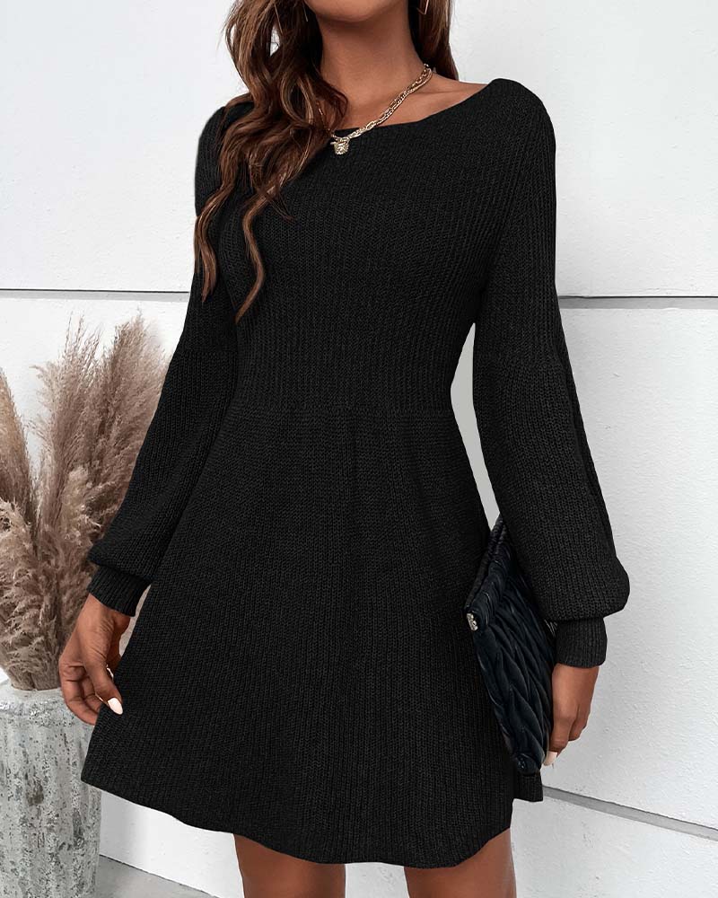 Round Neck Solid Color Dress