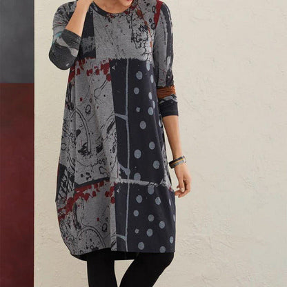 Abstract Print Vintage Dress