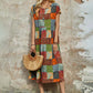 Vintage Ethnic Plaid Dress