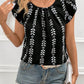 Print Pleated Sleeve Blouse