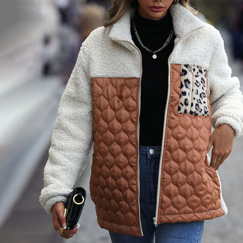 Patchwork Warm Plush Coat