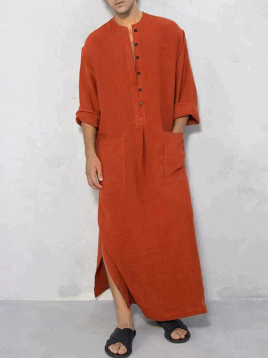 Long Cotton Linen Style Slit Shirt