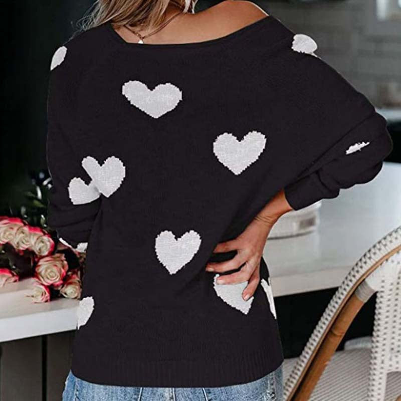 Heart Pattern Knit Sweater