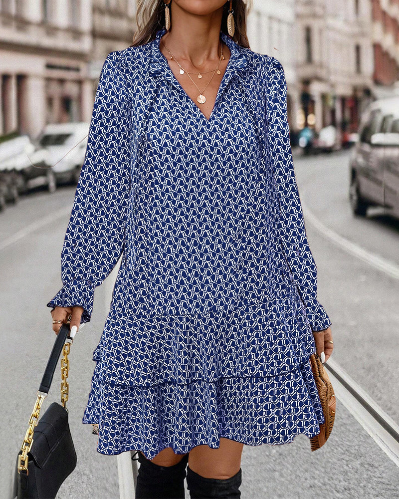 Print Long Sleeve Dress