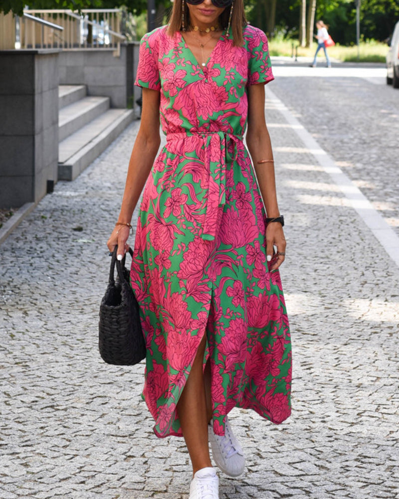 Long striped print dress