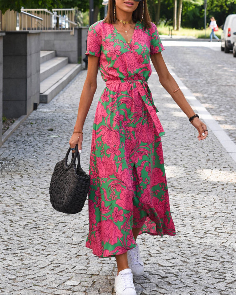 Long striped print dress