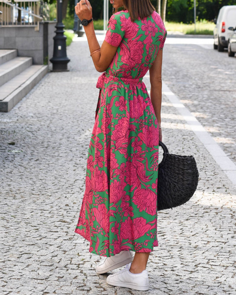 Long striped print dress