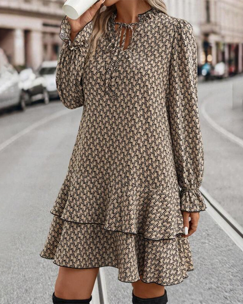 Print Long Sleeve Dress