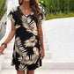 Vintage Leaf Print Dress