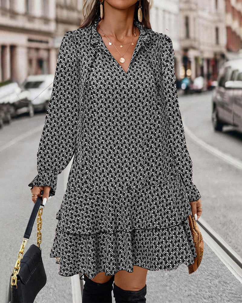 Print Long Sleeve Dress