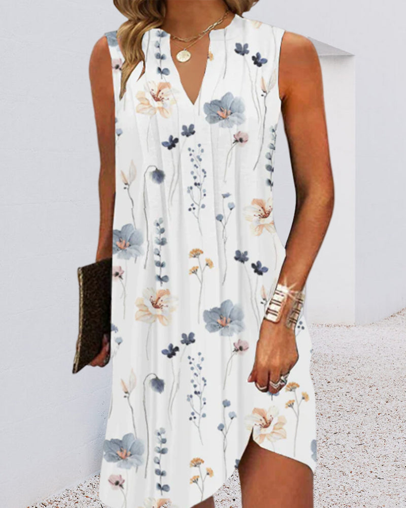 V-neck Floral Print Dress