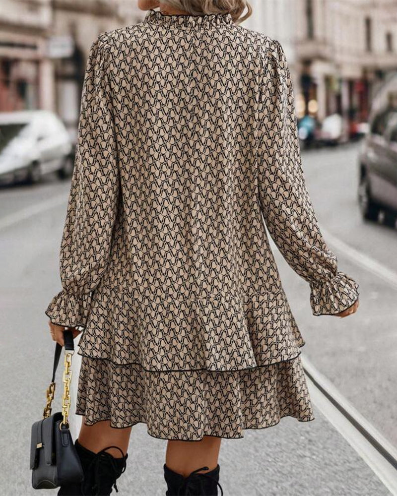 Print Long Sleeve Dress