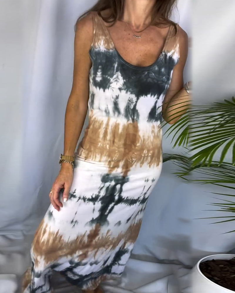 U Neck Sleeveless Maxi Dress