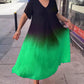 Casual pleated ombre dress