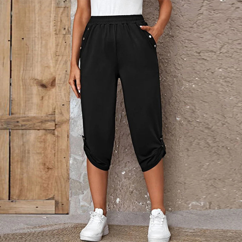 Casual Elastic Waist Trousers