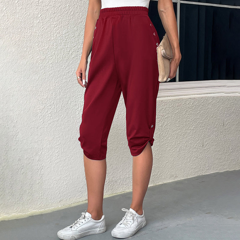 Casual Elastic Waist Trousers