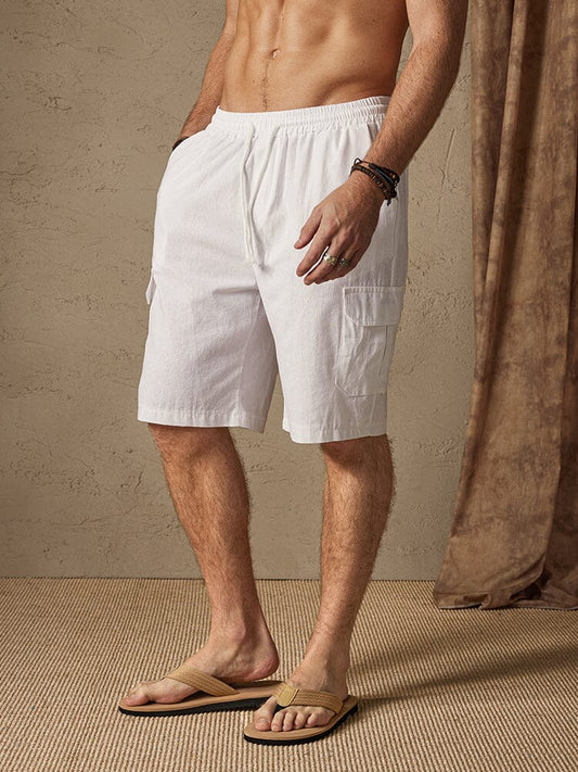 Linen Style Casual Shorts with Pockets