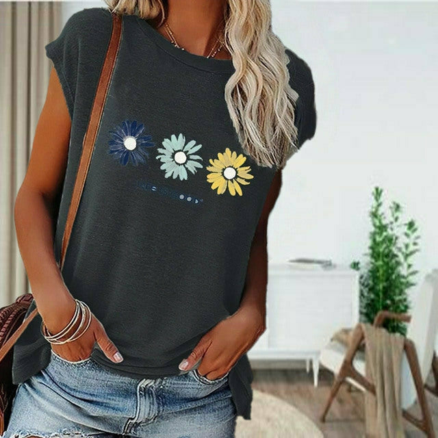 Casual Daisy Print T-Shirt