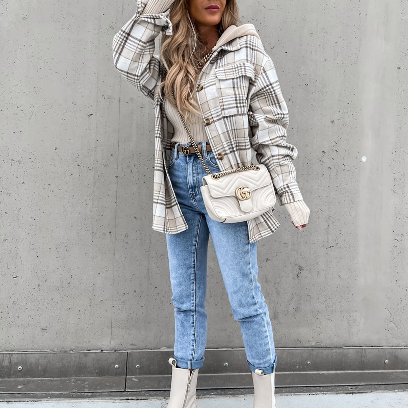 Casual Plaid Hooded Coat