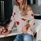 Heart Pattern Knit Sweater