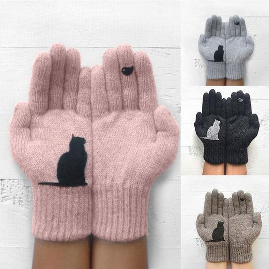 Casual Cartoon Printed Warm Gloves